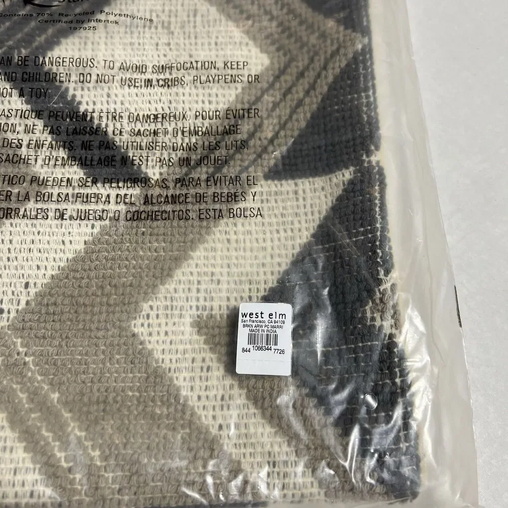 West Elm Broken Arrow Lumbar Pillow Cover 14”x36” Platinum Gray New